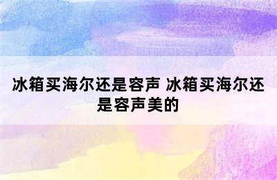 冰箱买海尔还是容声 冰箱买海尔还是容声美的